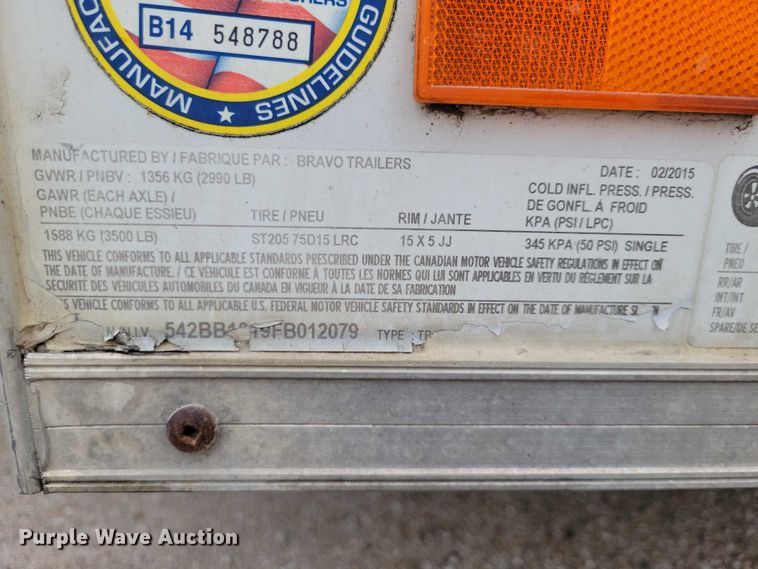 image for item DZ7087 2015 Bravo enclosed cargo trailer