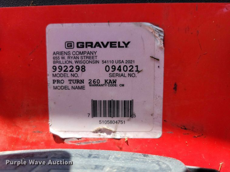 image for item DZ7108 2021 Gravely Pro Turn 260 ZTR lawn mower