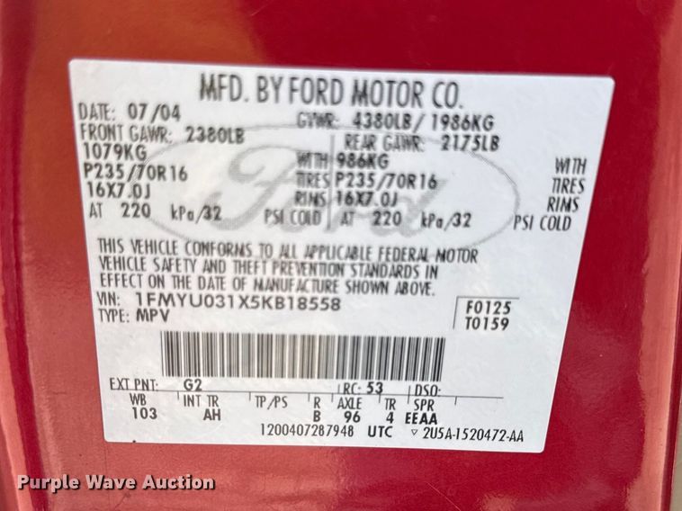 image for item EC4593 2005 Ford Escape SUV