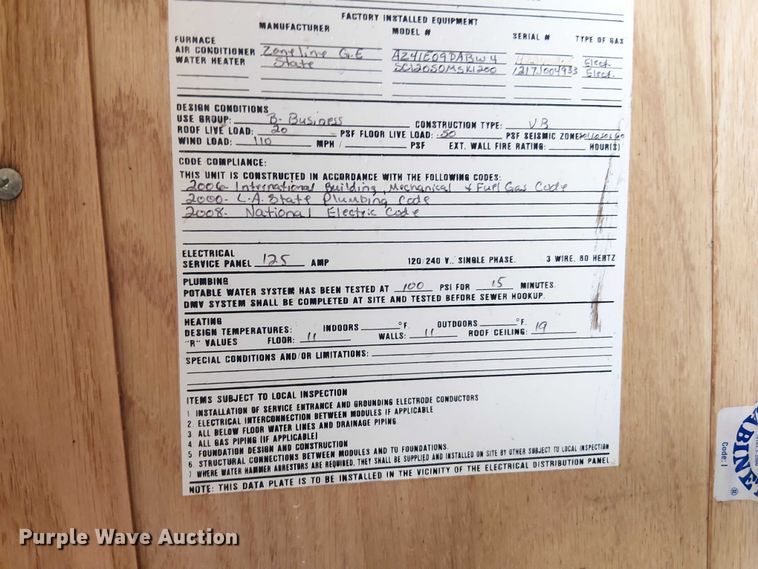 image for item EE1455 2012 Wilkins portable restroom