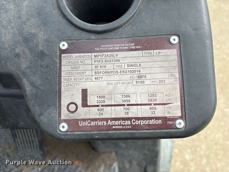 image for item EF1160 2016 UniCarriers PF50 forklift