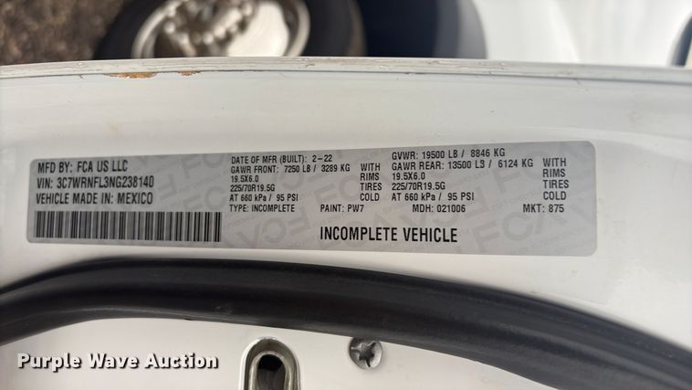 image for item EG8925 2022 RAM 5500 truck cab and chassis
