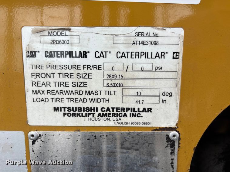 image for item EG9008 Caterpillar 2PD6000 forklift