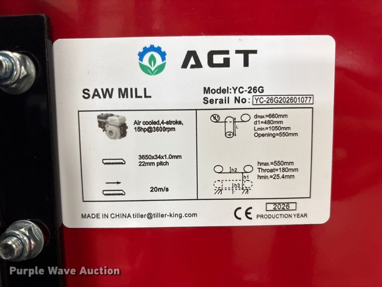 image for item EI5838 2026 AGT YC-26G sawmill