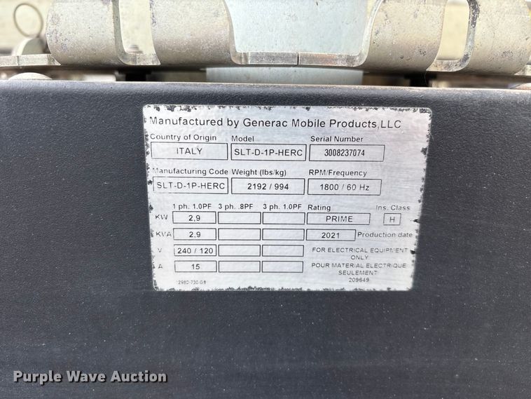 image for item EO4223 Generac Mobile City Silent SLT-D-1P-HERC light plant