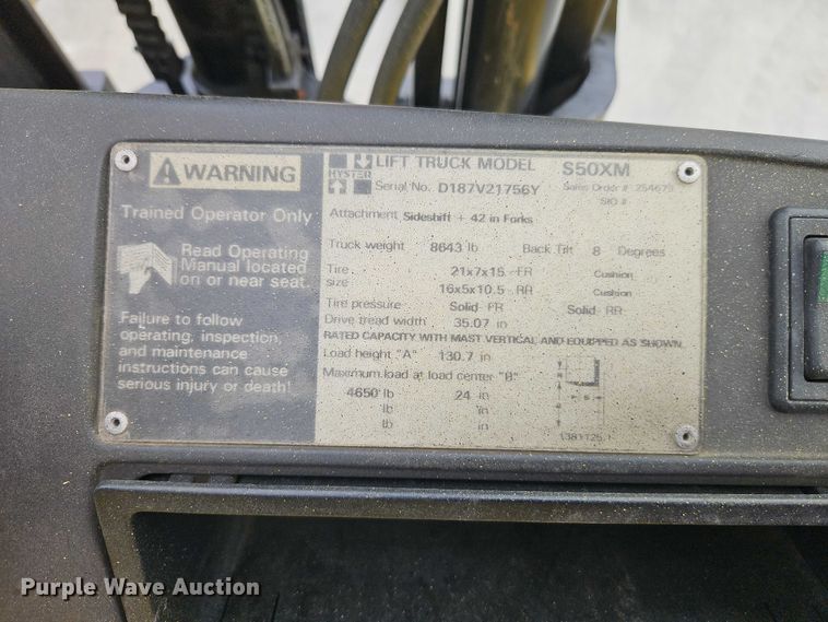 image for item EO7250 2001 Hyster S50XM forklift
