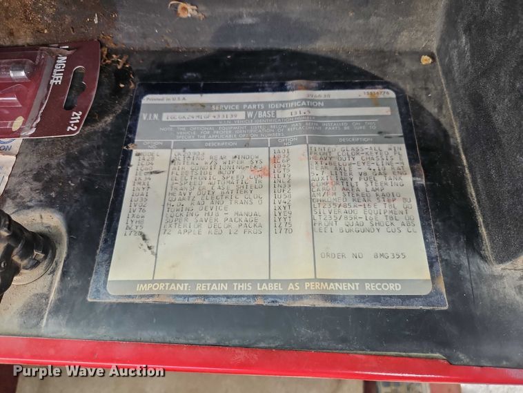 image for item EO7305 1986 Chevrolet K20  pickup truck