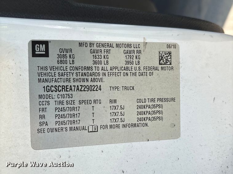 image for item ER7592 2010 Chevrolet Silverado 1500 Ext. Cab pickup truck