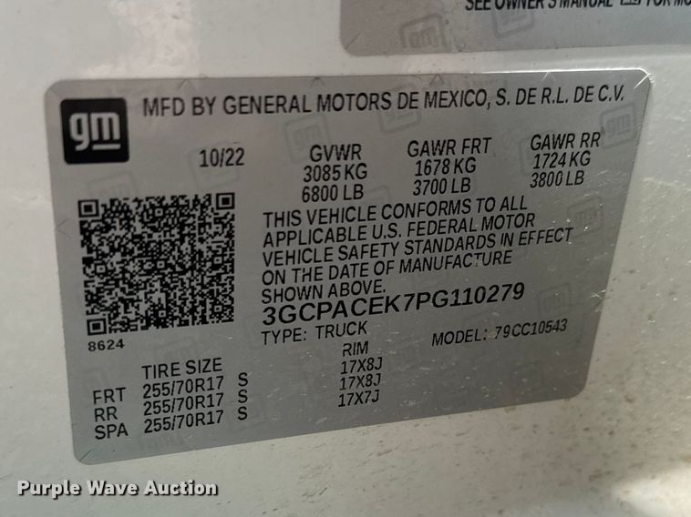 image for item ET1907 2023 Chevrolet Silverado 1500 Crew Cab pickup truck