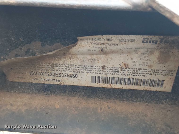 image for item ET2024 2014 Big Tex 12LX dump trailer