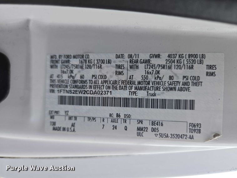 image for item ET5083 2012 Ford E250 handicap accessible van