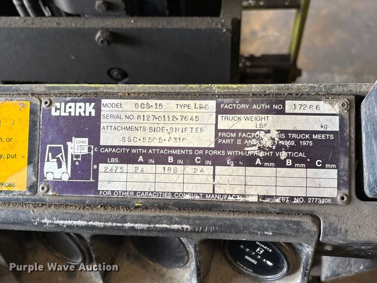 image for item EU0565 Clark GCS-15 forklift