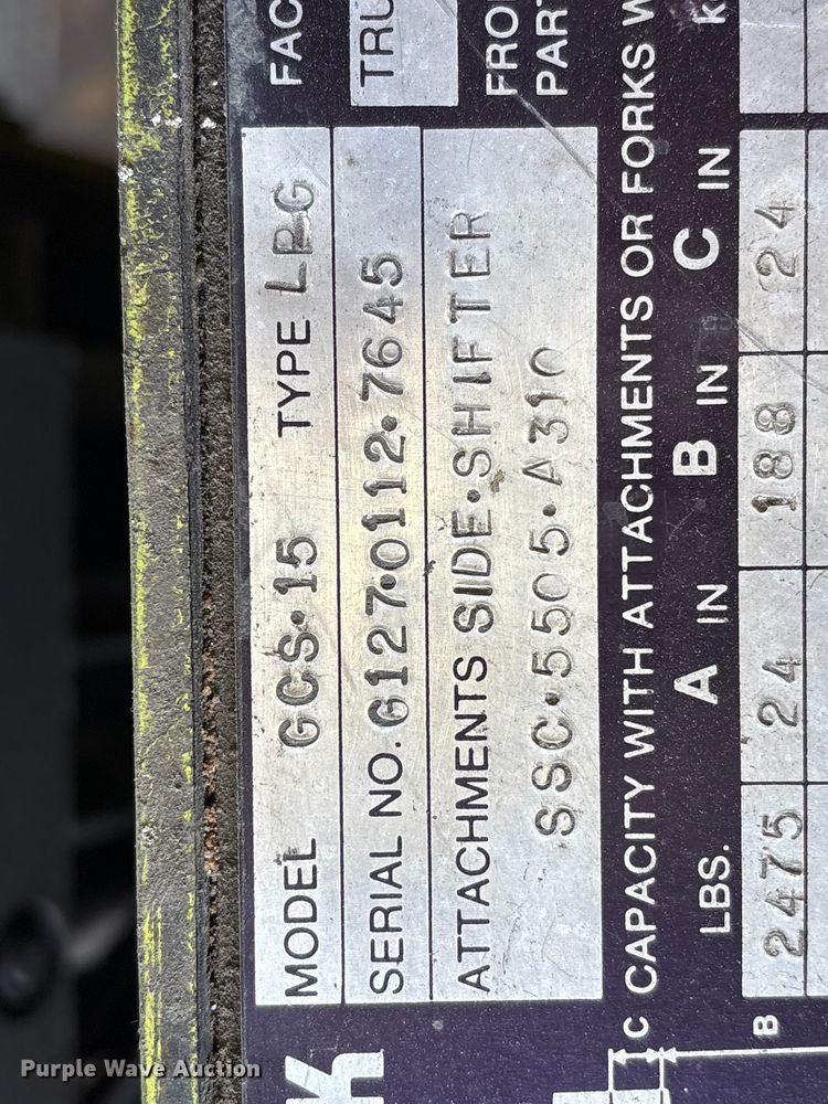 image for item EU0565 Clark GCS-15 forklift