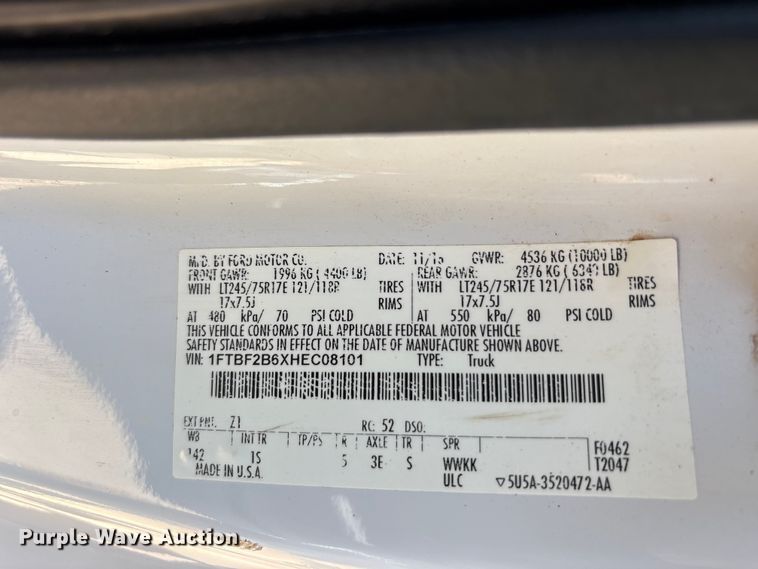 image for item EU5565 2017 Ford F250 Super Duty pickup truck
