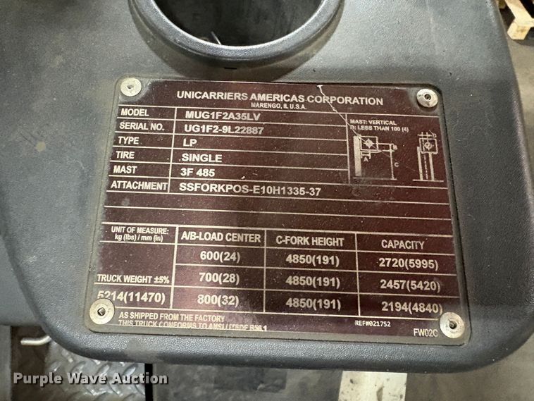 image for item EU8691 2018 UniCarriers PF70 forklift