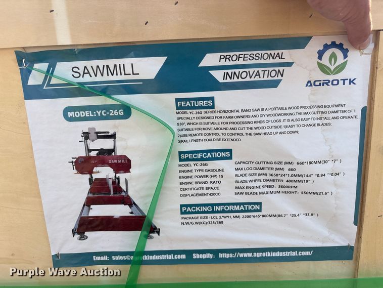 image for item EV2954 2025 AGT YC-26G sawmill