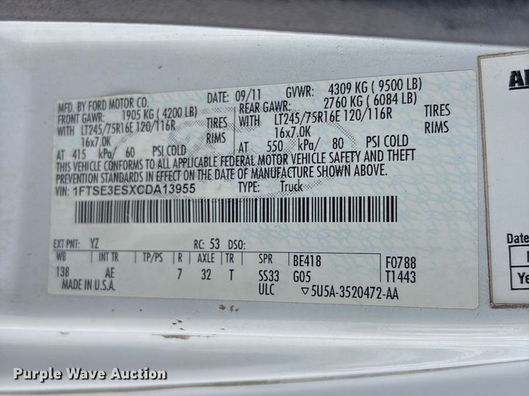 image for item EV2966 2012 Ford E350 van
