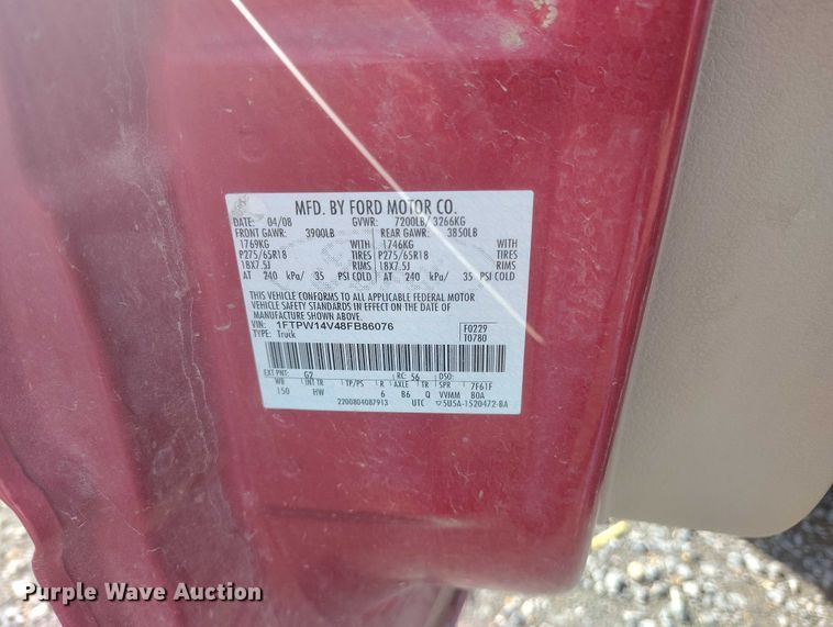 image for item EW0991 2008 Ford F150 Crew Cab pickup truck