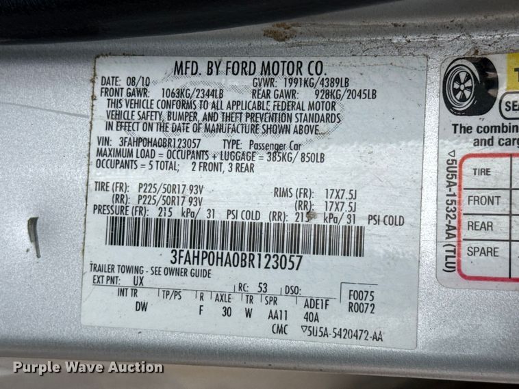 image for item EW4501 2011 Ford Fusion 