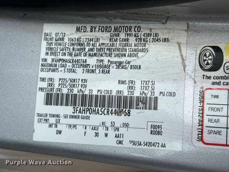 image for item EW4502 2013 Ford Fusion 