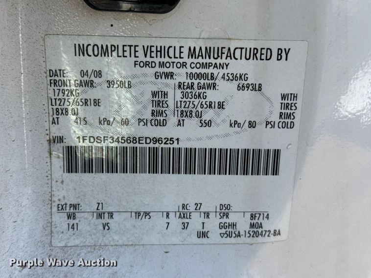 image for item EW4510 2008 Ford F350 Super Duty flatbed pickup truck