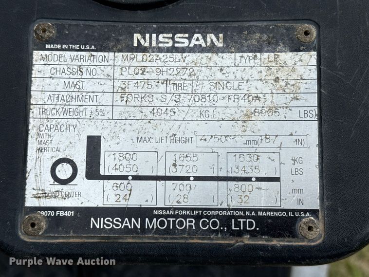 image for item EW4514 Nissan 50 forklift