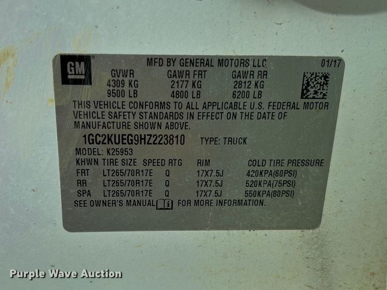 image for item FB3464 2017 Chevrolet Silverado 2500HD Crew Cab pickup truck