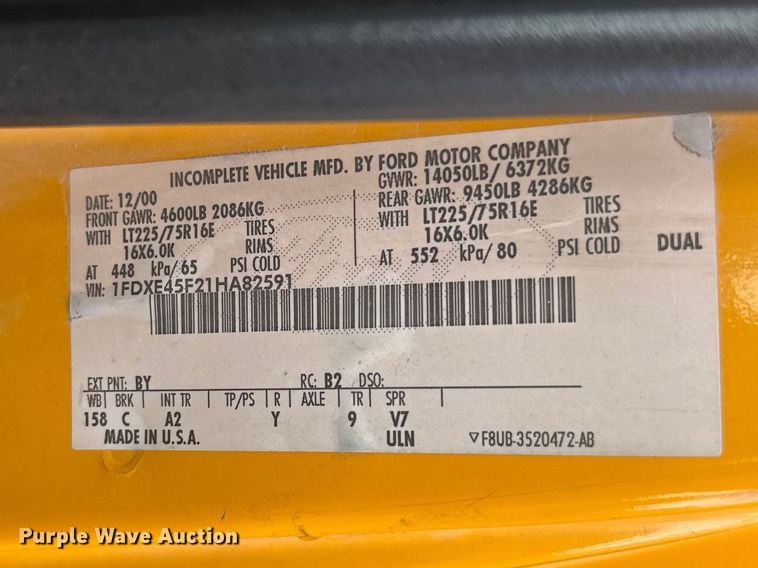 image for item FB7273 2001 Ford E450 school bus