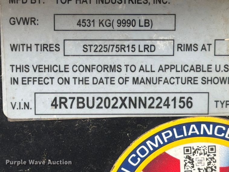 image for item FB8133 2022 Top Hat DCHHD20X83-9.9E-Q equipment trailer