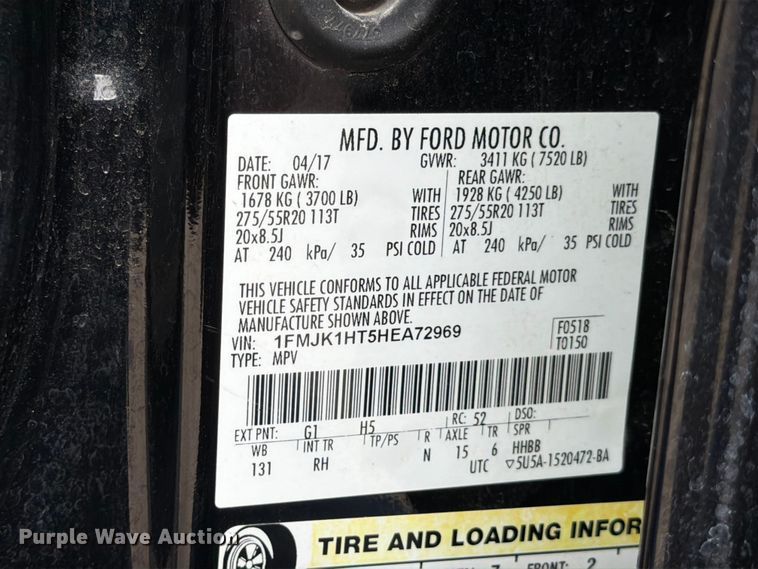 image for item FB8145 2017 Ford Expedition EL SUV