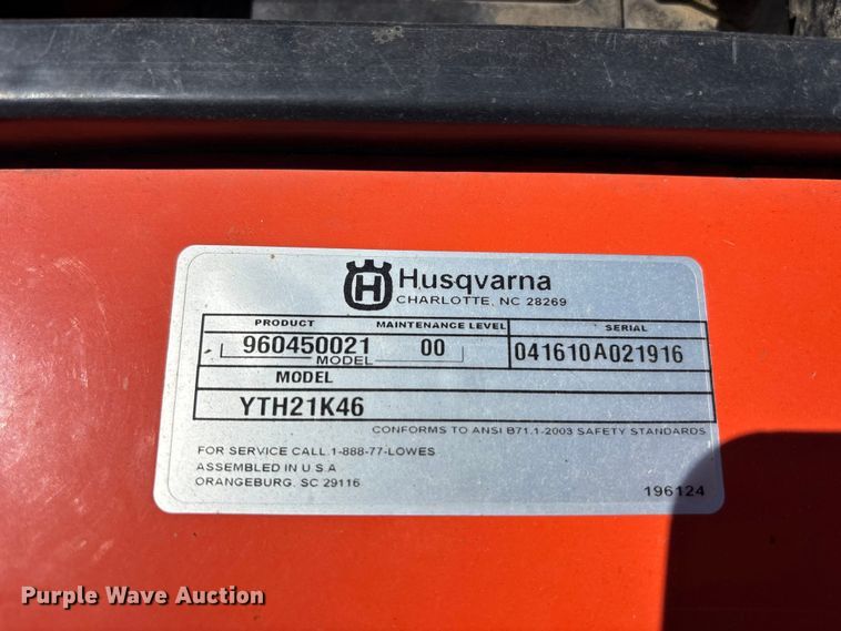 image for item FC4649 Husqvarna YTH21K46 lawn mower