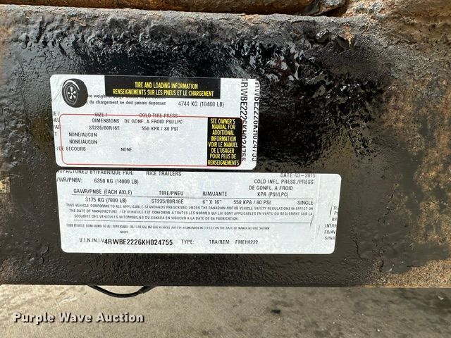 image for item FC5370 2019 Rice equipment trailer