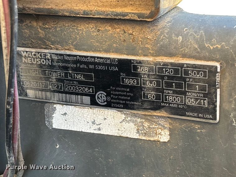 image for item FC5576 2010 Wacker Neuson LTN6 light plant