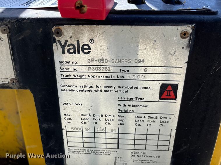 image for item FC5578 2016 Yale GP-050-SANFPS forklift