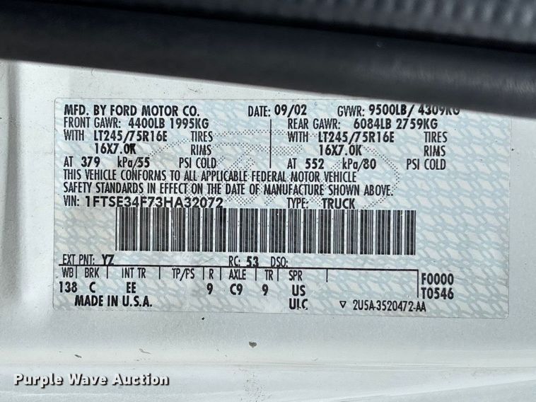 image for item FC5619 2003 Ford E350 van