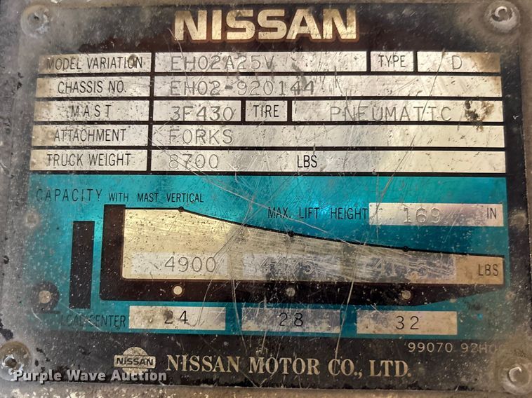 image for item FC5653 Nissan EH02A25V forklift