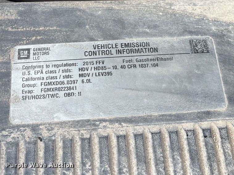 image for item FG0316 2015 Chevrolet Silverado 2500HD Ext. Cab pickup truck