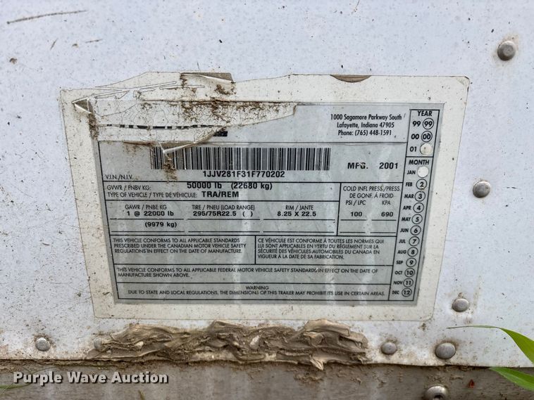 image for item FG0343 2001 Fruehuaf dry van trailer