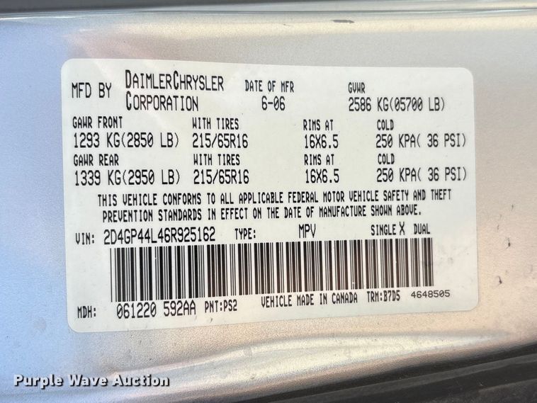 image for item FG2988 2006 Dodge Grand Caravan SXT van