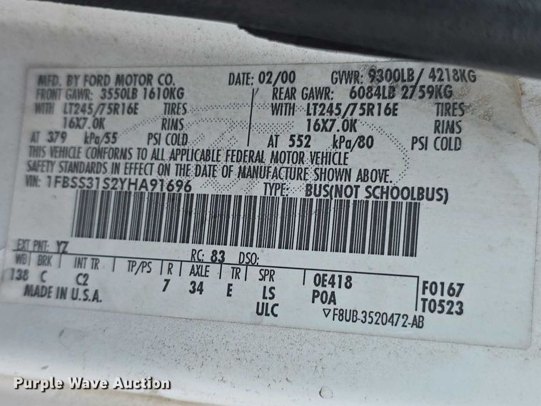 image for item FH6045 2000 Ford E350 van