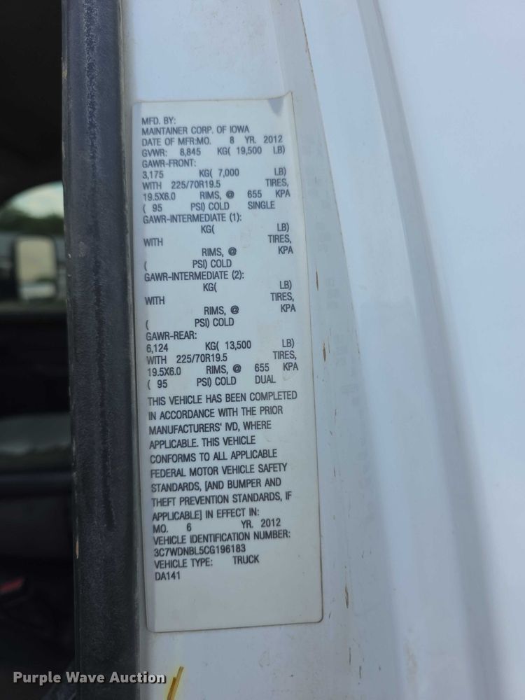 image for item FH6061 2012 Dodge Ram 5500 truck cab and chassis