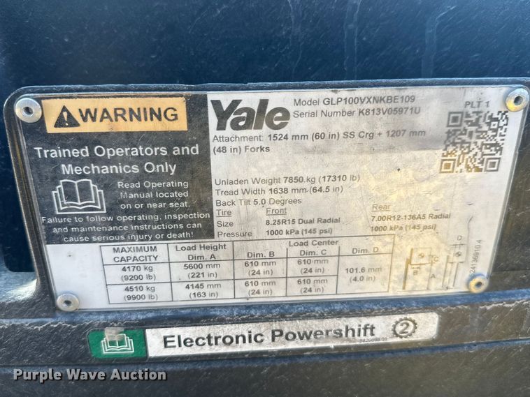 image for item FM7526 1997 Yale GLP100VXNKBE109 forklift