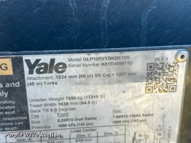 image for item FM7526 1997 Yale GLP100VXNKBE109 forklift