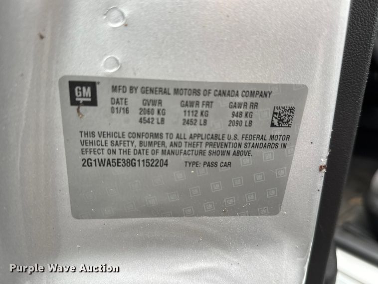 image for item MX9217 2016 Chevrolet Impala  