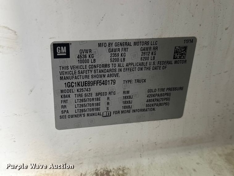 image for item MX9278 2015 Chevrolet Silverado 2500HD Crew Cab pickup truck