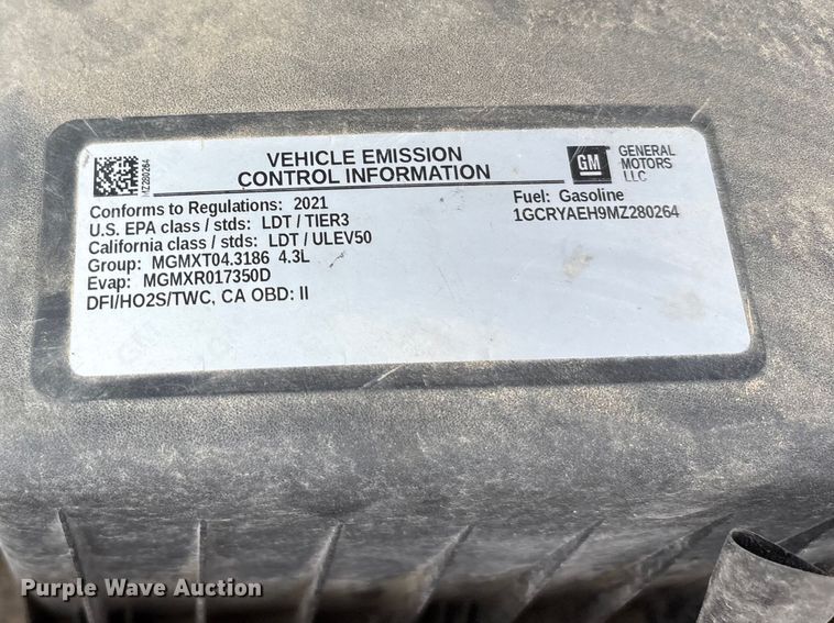 image for item YA3300 2021 Chevrolet Silverado 1500 pickup truck