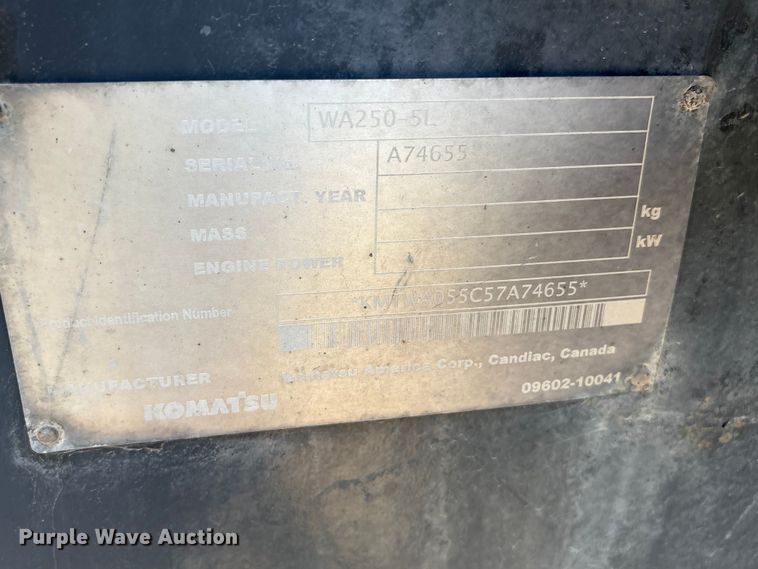 image for item DO5219 2007 Komatsu WA250-5L wheel loader