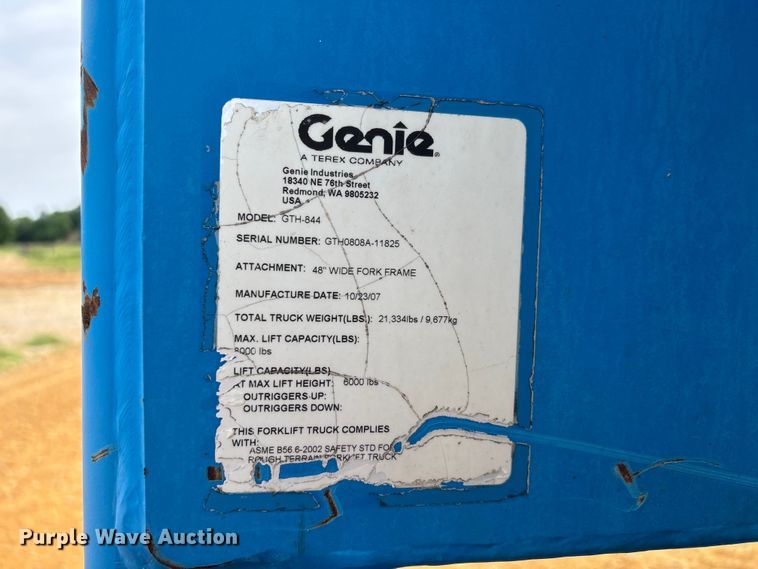 image for item DT0245 2008 Genie GTH844 telehandler