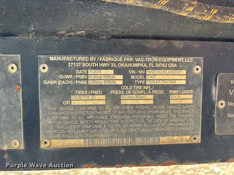image for item DV4303 2020 Vermeer Vac-Tron CV573GT vacuum excavator