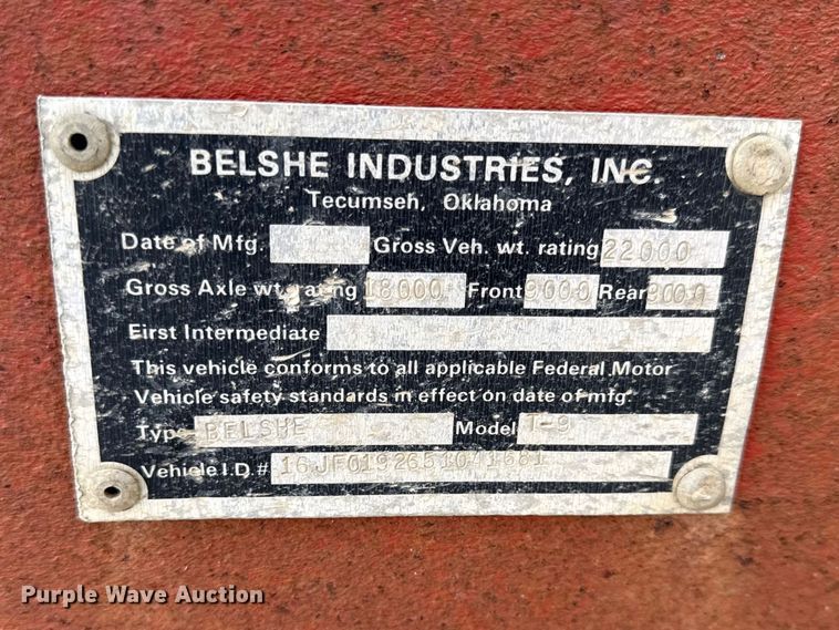 image for item DZ4431 2005 Belshe equipment trailer
